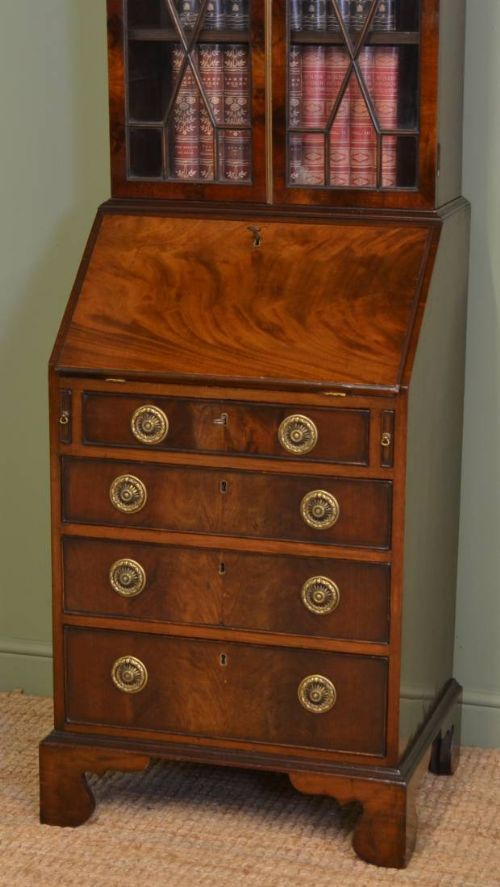 fig 1. Delightful Antique Victorian Glazed Mahogany Bureau Bookcase