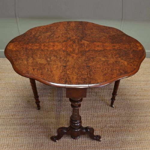 Striking Figured Burr Walnut Antique Victorian Sutherland Table