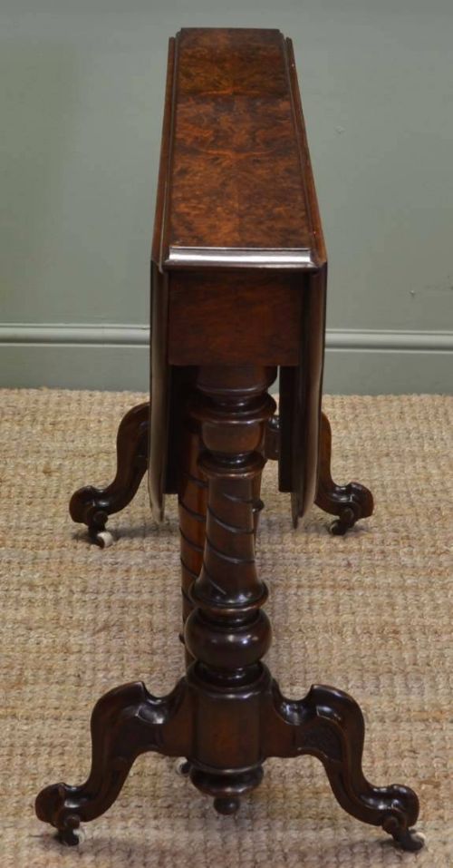 fig 1. Striking Figured Burr Walnut Antique Victorian Sutherland Table