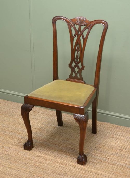 fig 1. Set Of Six Chippendale Design Antique Dining Chairs