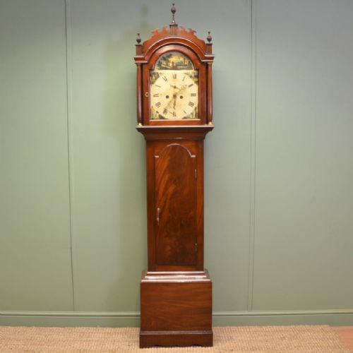 Stunning Regency Figured Mahogany Antique Grandfather Clock