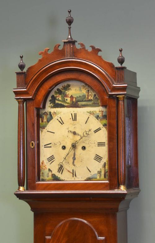 fig 2. Stunning Regency Figured Mahogany Antique Grandfather Clock