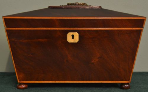 fig 1. Spectacular Quality Regency Figured Mahogany Antique Tea Caddy