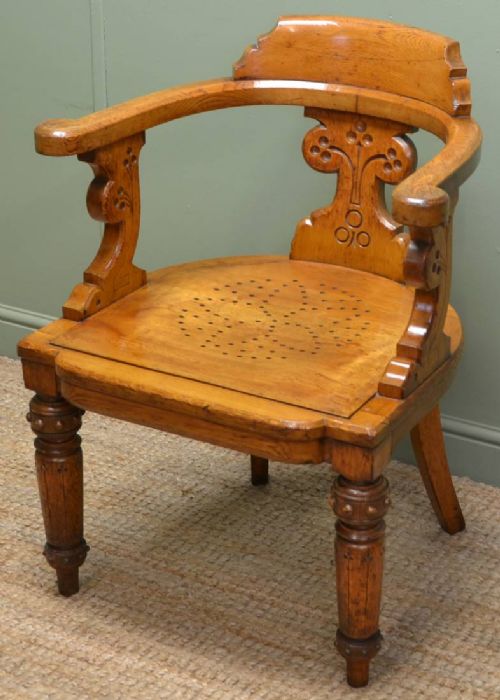 fig 1. Large Characterful Golden Oak Victorian Arts and Crafts Antique Desk Chair