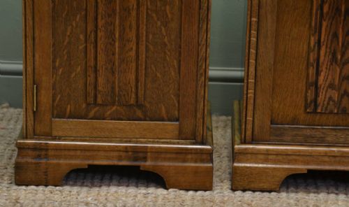 fig 1. Pair Of Art Deco Figured Oak Antique Side Cabinets.
