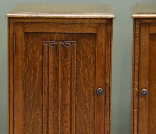 fig 2. Pair Of Art Deco Figured Oak Antique Side Cabinets.