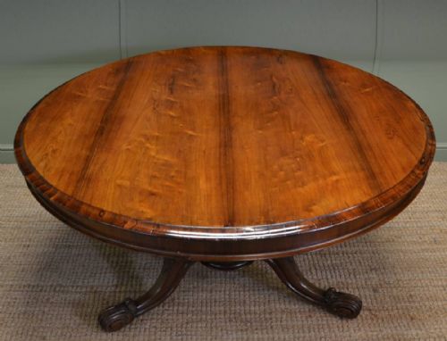 Spectacular Large William IV Figured Rosewood Antique Circular Dining Table