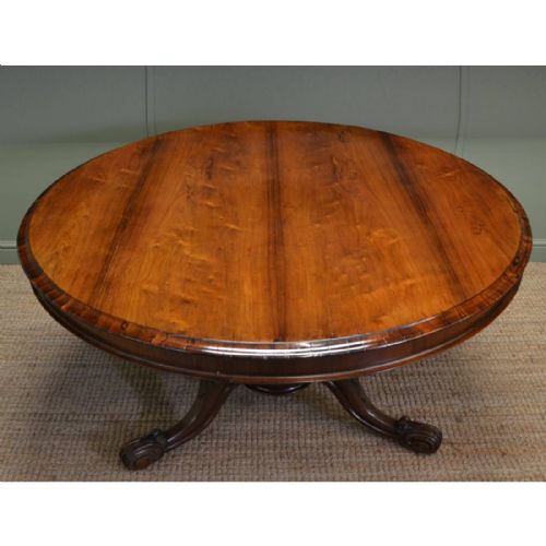 fig 1. Spectacular Large William IV Figured Rosewood Antique Circular Dining Table
