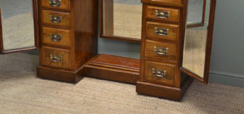fig 1. Large Edwardian Figured Walnut Antique Dressing Table