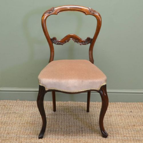 fig 1. Spectacular Set Of Six Victorian Solid Rosewood Antique Balloon Back Chairs