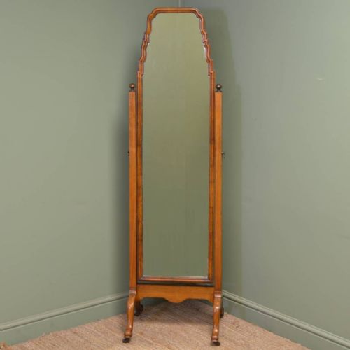 Elegant Art Deco Slim Antique Cheval Mirror