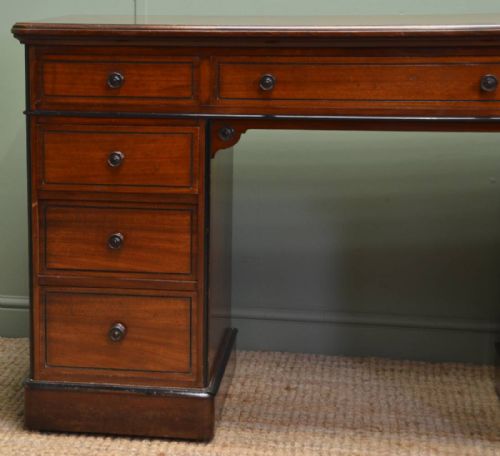 fig 1. Large Arts And Crafts Walnut Victorian Antique Pedestal Desk