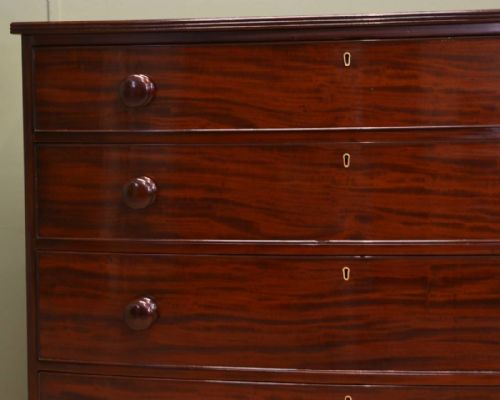 fig 2. Spectacular Figured Mahogany Regency Antique Bow Fronted Chest Of Drawers