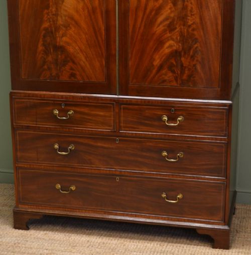 fig 1. Large Beautifully Figured Mahogany Antique Georgian Hanging Linen Press