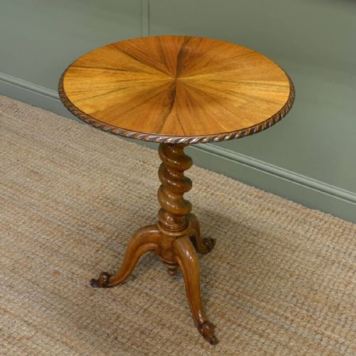 Spectacular Segmented Victorian Figured Walnut Antique Occasional Table