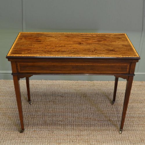 Stunning Edwardian Figured Walnut Crossbanded Antique Card / Games Table