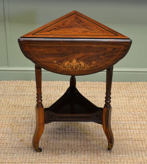 fig 1. Striking Figured Rosewood Victorian Inlaid Antique Occasional Table