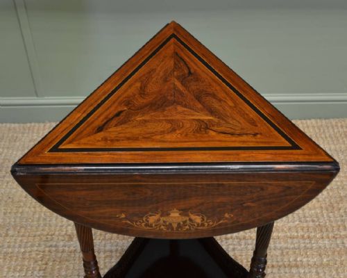 fig 2. Striking Figured Rosewood Victorian Inlaid Antique Occasional Table