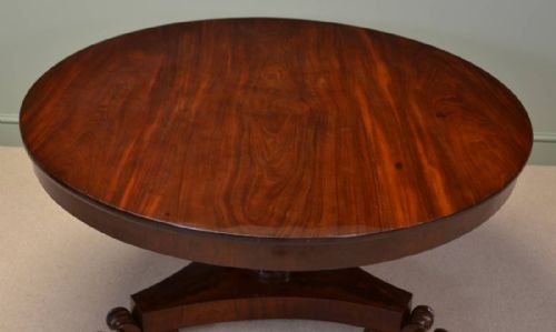 fig 1. Spectacular William IV Figured Mahogany Antique Circular Dining Table