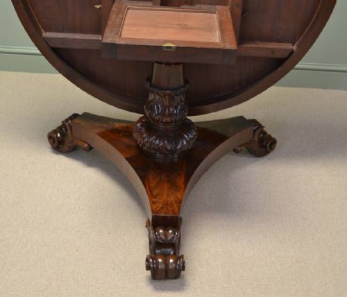 fig 2. Spectacular William IV Figured Mahogany Antique Circular Dining Table
