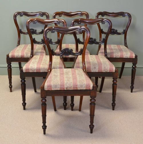 Spectacular Set of Six Victorian Antique Rosewood Dining Chairs by James Winter.