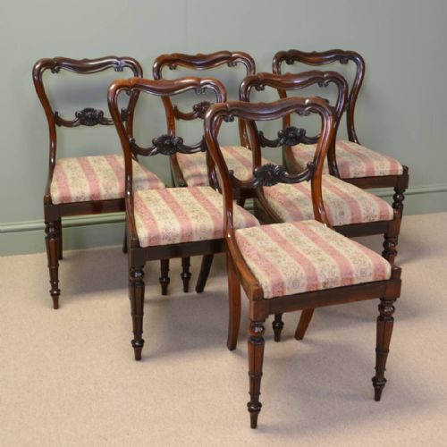 fig 1. Spectacular Set Of Six Victorian Antique Rosewood Dining Chairs By James Winter.