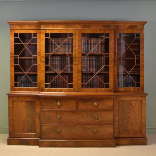 Striking Georgian Break Fronted Mahogany Library Bookcase