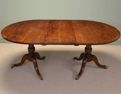 Spectacular Regency Figured Mahogany Antique Pedestal Dining Table