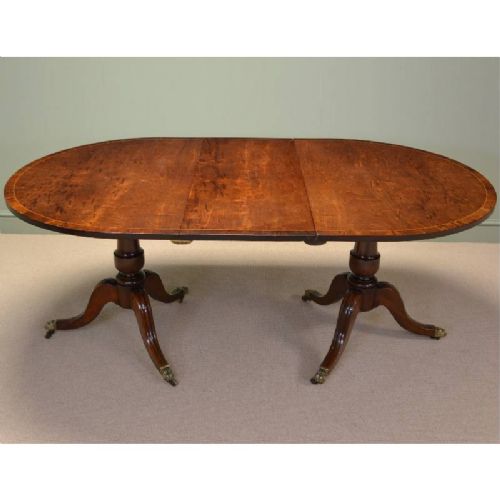 fig 1. Spectacular Regency Figured Mahogany Antique Pedestal Dining Table
