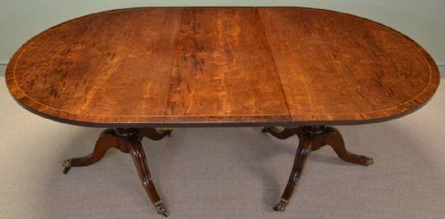 fig 2. Spectacular Regency Figured Mahogany Antique Pedestal Dining Table