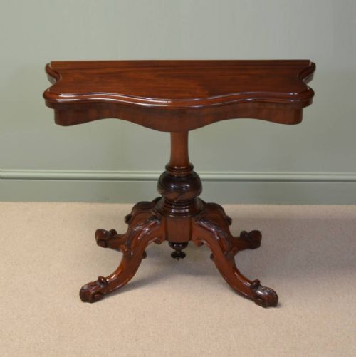Victorian Serpentine Shaped Mahogany Antique Games / Side Table