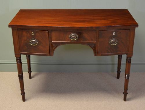 fig 1. Regency Mahogany Antique Bow Fronted Writing Desk