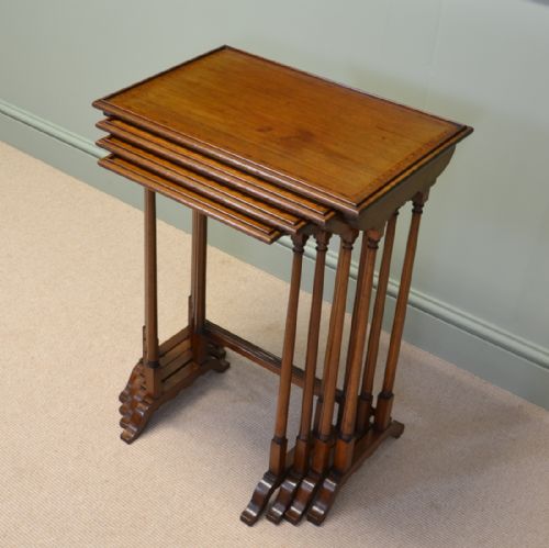 Quality Edwardian Mahogany Antique Nest of Tables with Cross Banded Edge