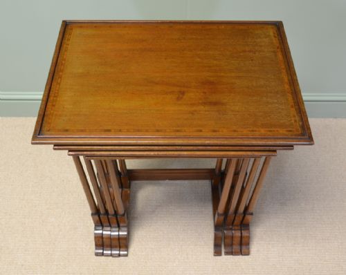 fig 3. Quality Edwardian Mahogany Antique Nest of Tables with Cross Banded Edge