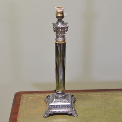 Large Edwardian French Silver Gilt and Porcelain Lamp Base.
