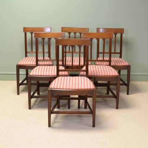 Stunning Set of Six Georgian Mellow Mahogany Antique Dining Chairs