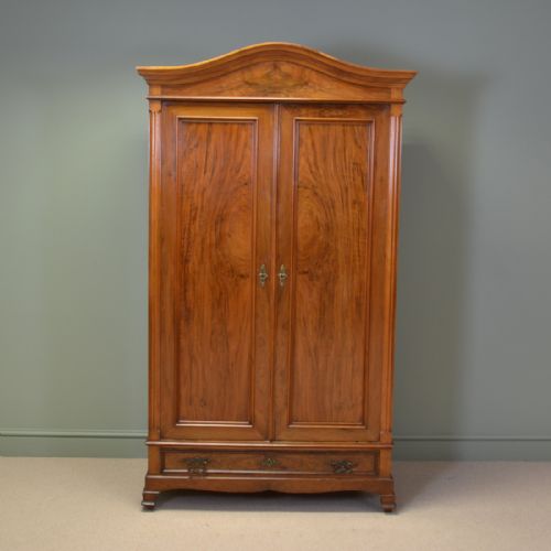 Beautifully Figured Victorian Walnut Antique Wardrobe