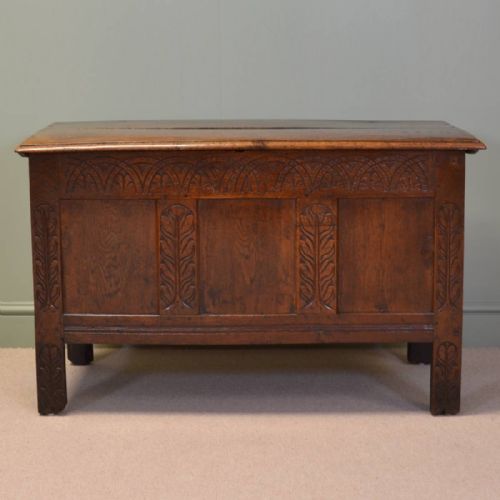Warm Country Oak Early Eighteenth Century Antique Coffer.