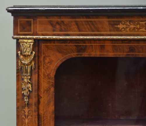 fig 2. Impressive Victorian Figured Walnut Inlaid Antique Pier Cabinet
