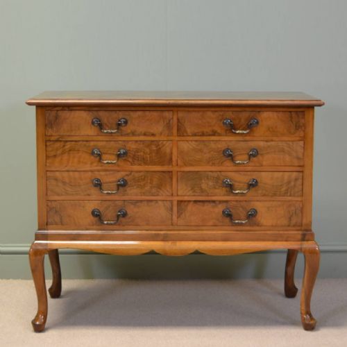 Spectacular Golden Figured Walnut Antique Chest / Cabinet