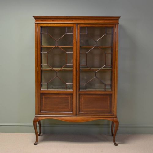 Spectacular Maple & Co Antique Edwardian Mahogany Inlaid Display Cabinet / Bookcase.