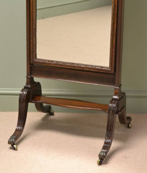 fig 1. Elegant Edwardian Walnut Antique Cheval Mirror