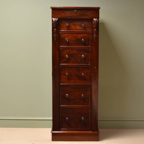 Unusual William IV Tall Beautifully Figured Antique Wellington Chest