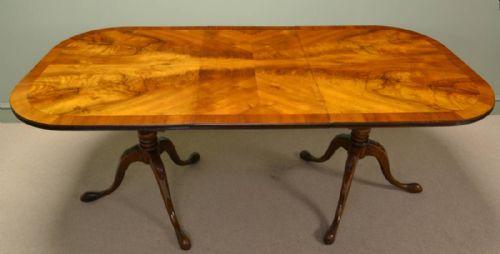 fig 2. Beautifully Figured Walnut Pedestal Antique Dining Table