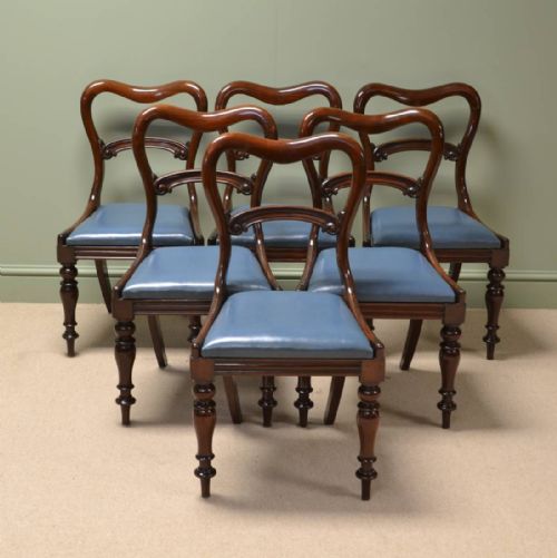 Elegant Rich Mahogany Antique Victorian Dining Chairs