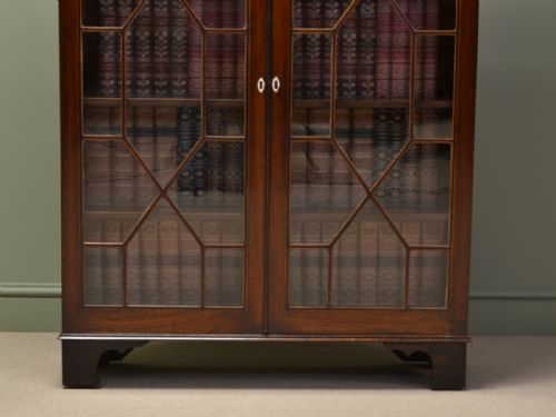 fig 1. Georgian Inlaid Glazed Mahogany Antique Bookcase