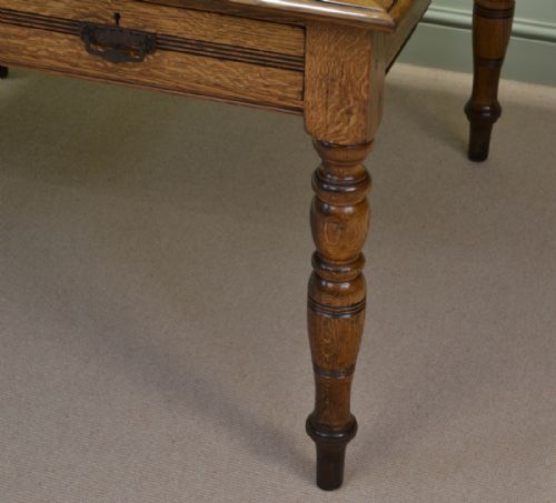 fig 1. Golden Oak Victorian Antique Partners Writing Table