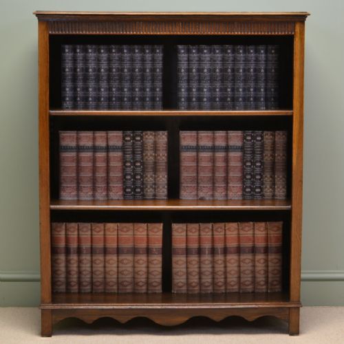 Quality Edwardian Oak Antique Open Bookcase