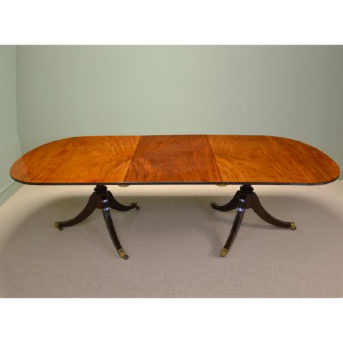 Large Edwardian Figured Mahogany D End Extending Dining Table
