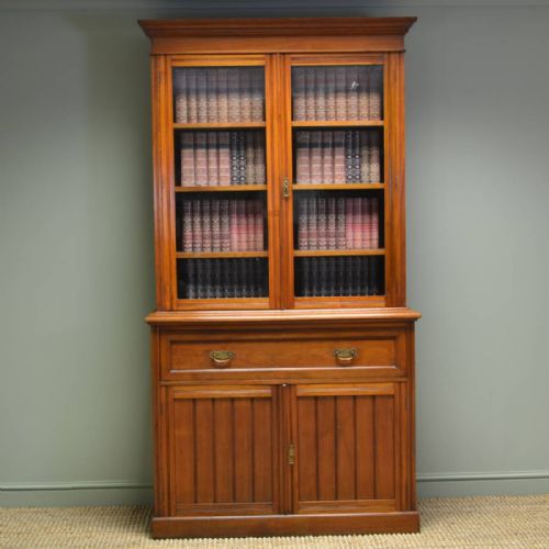 Quality Victorian Walnut Antique Secretaire Bookcase